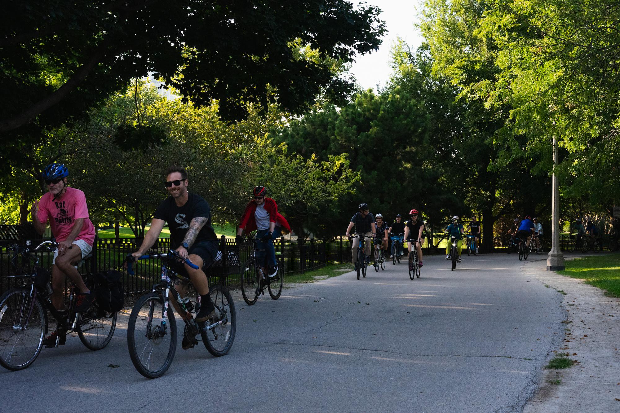 Bikers ride down the lakefront trail towards Rate Field. Aug. 25, 2026.